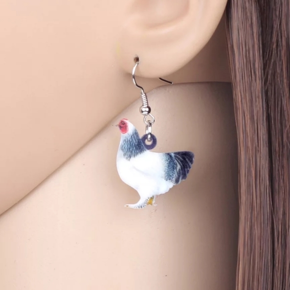 Chicken Earrings. Hen Earrings Bird Farm Ranch 🐔 - Picture 3 of 7